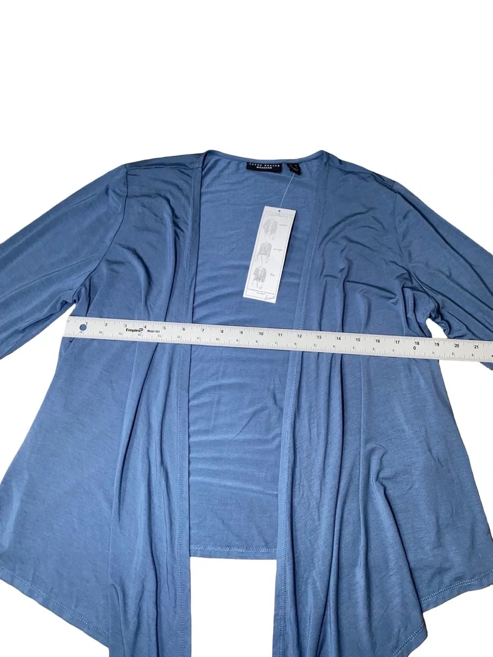 Susan Graver Weekend Blue Signature Shrug Open Front Cardigan Medium Rayon